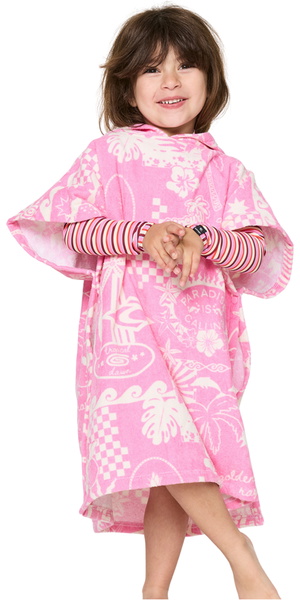 2026 Rip Curl Junior Mixed Snap Cotton Hooded Towel 00AJTO - Natural / Pink